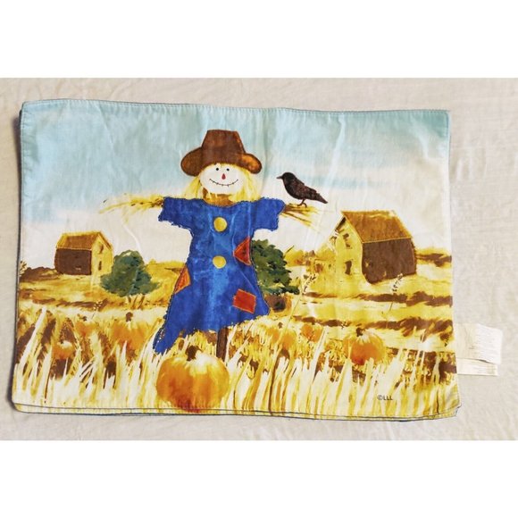 Set of 4 Vintage Festive Autumn Scarecrow Placemats Cotton Poly Fabric 17x12" - Picture 4 of 4